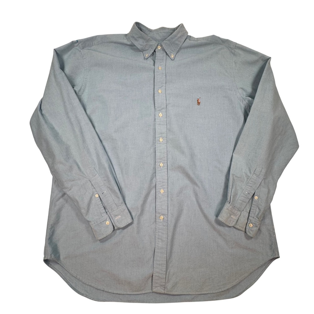 Polo Ralph Lauren Mens Light Blue Oxford Button Down Shirt Long Sleeve Pony Logo